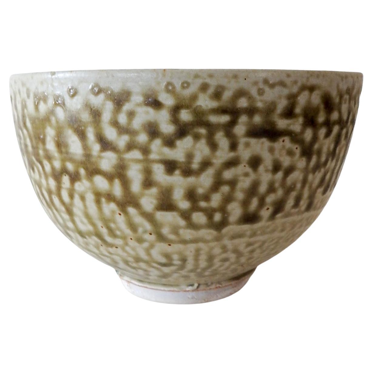 Late 20th Century Green Salt Glaze Pottery Bowl For Sale