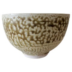 Late 20th Century Green Salt Glaze Pottery Bowl