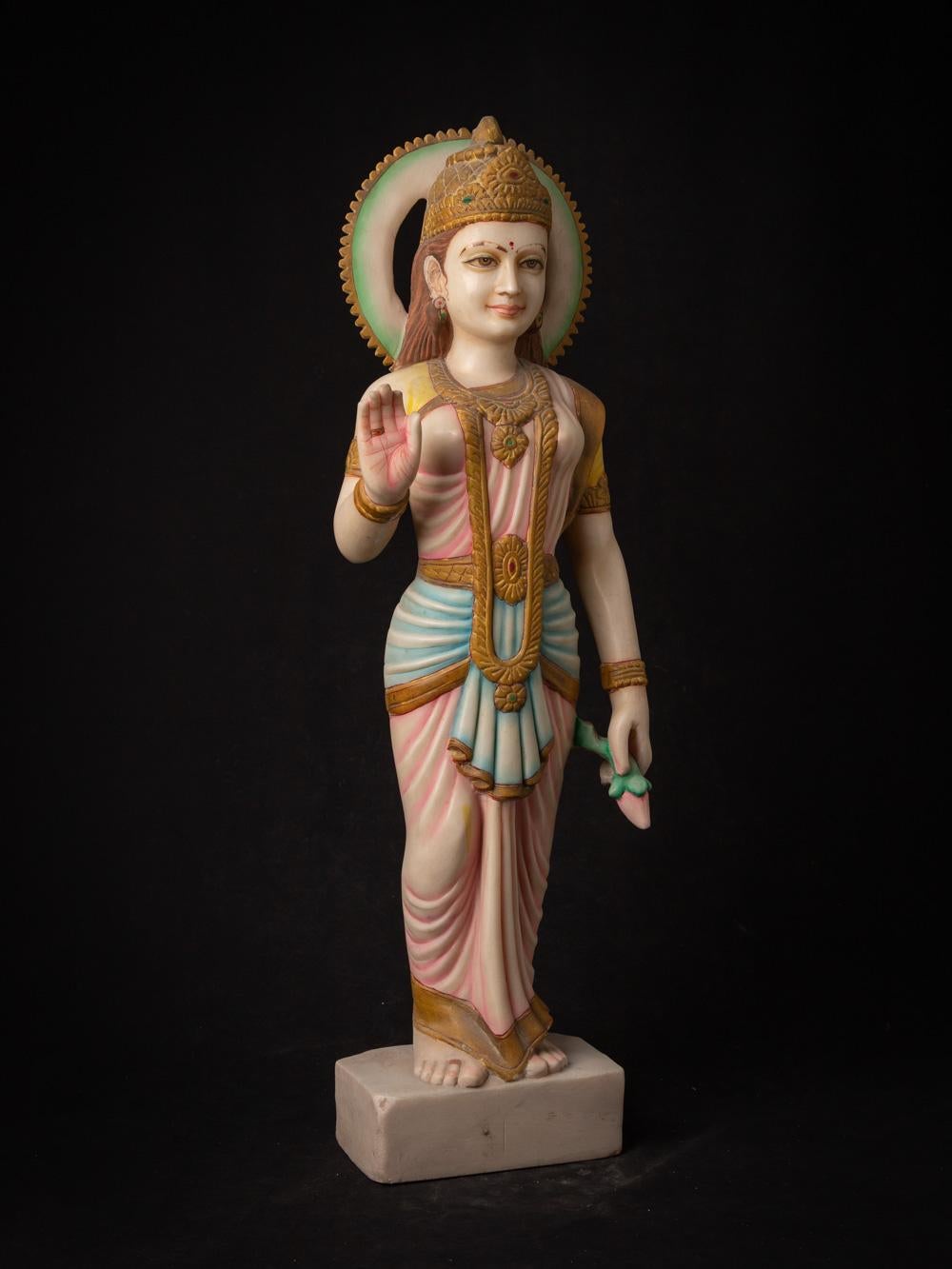 Late 20th century hand carved marble stone Lakshmi statue from In dia For Sale 10