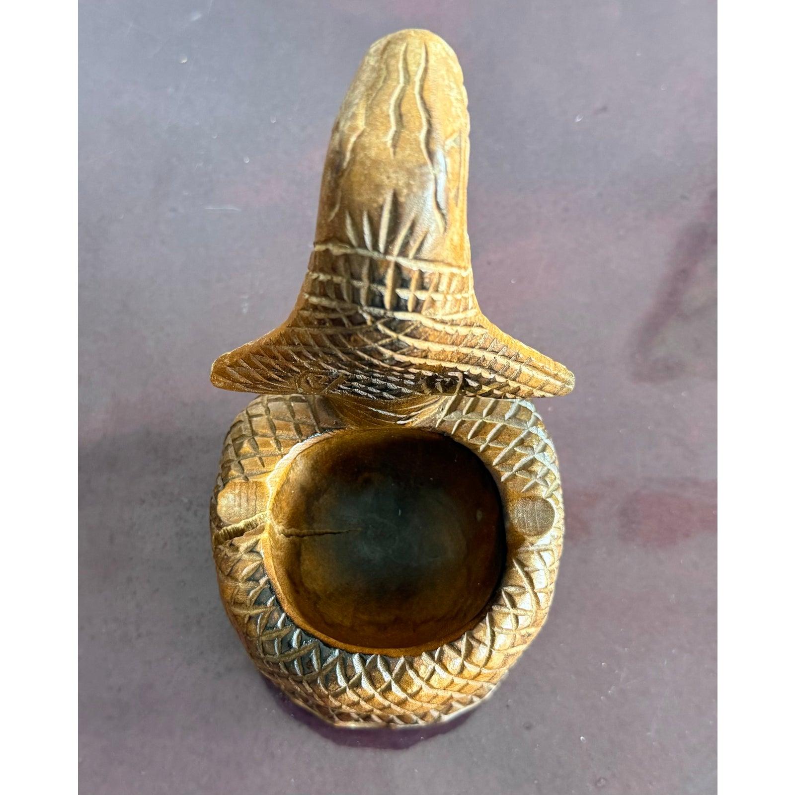 Bois Fin du 20e siècle - Bol à cobra en bois sculpté à la main en vente
