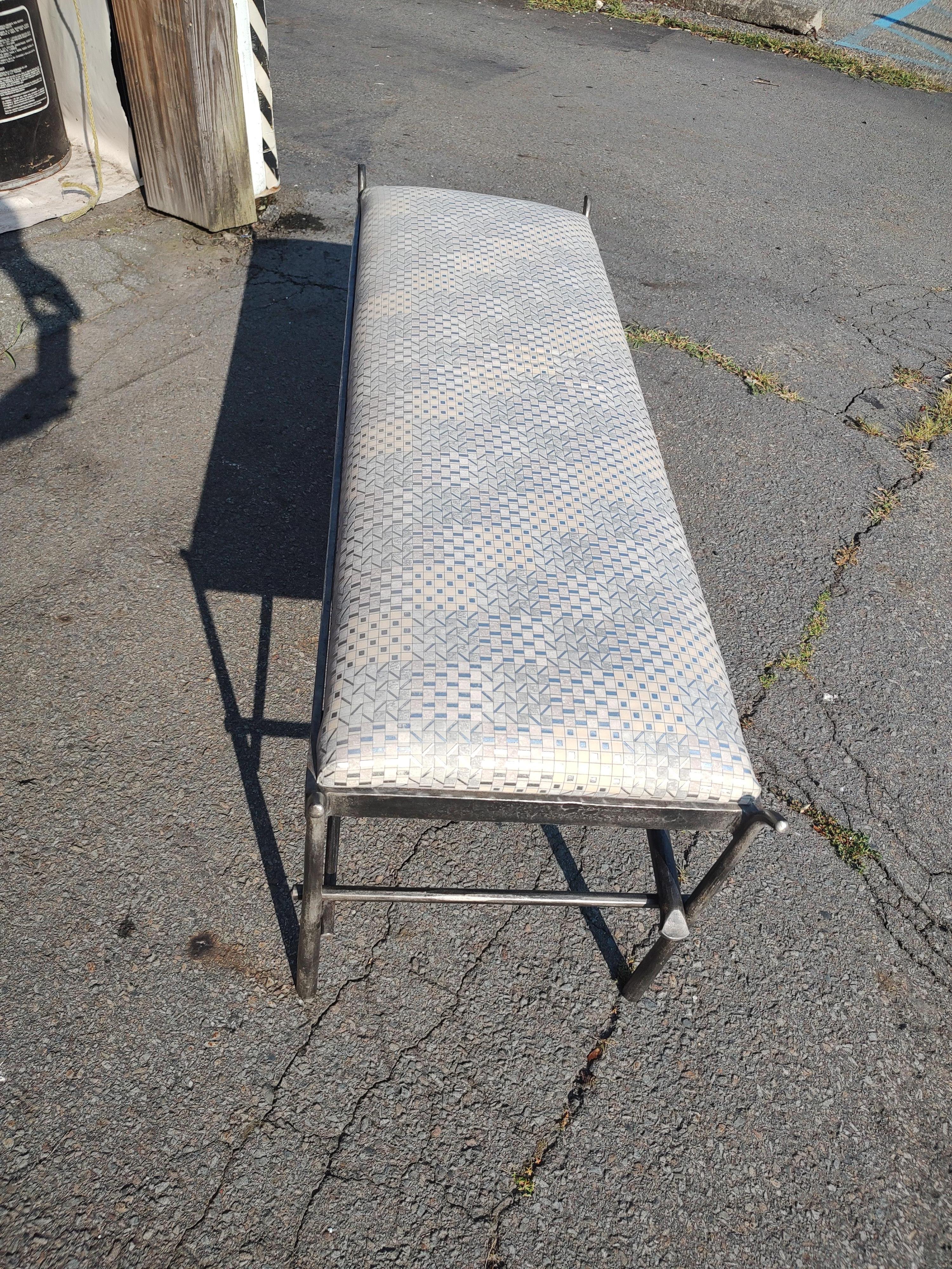 French Late 20th Century Hand Forged Polished Steel Bench style of Alberto Giacommetti For Sale