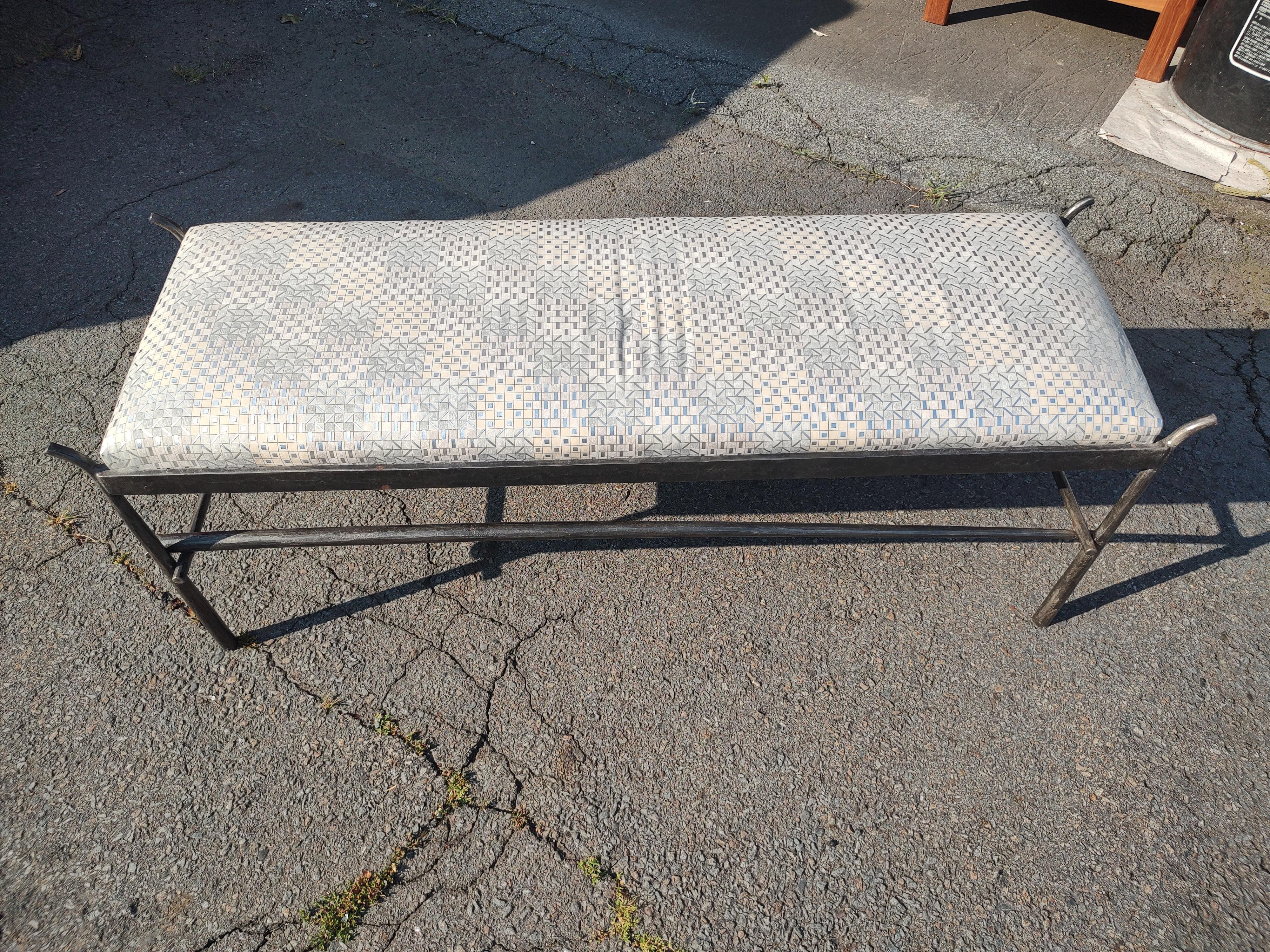 Stainless Steel Late 20th Century Hand Forged Polished Steel Bench style of Alberto Giacommetti For Sale