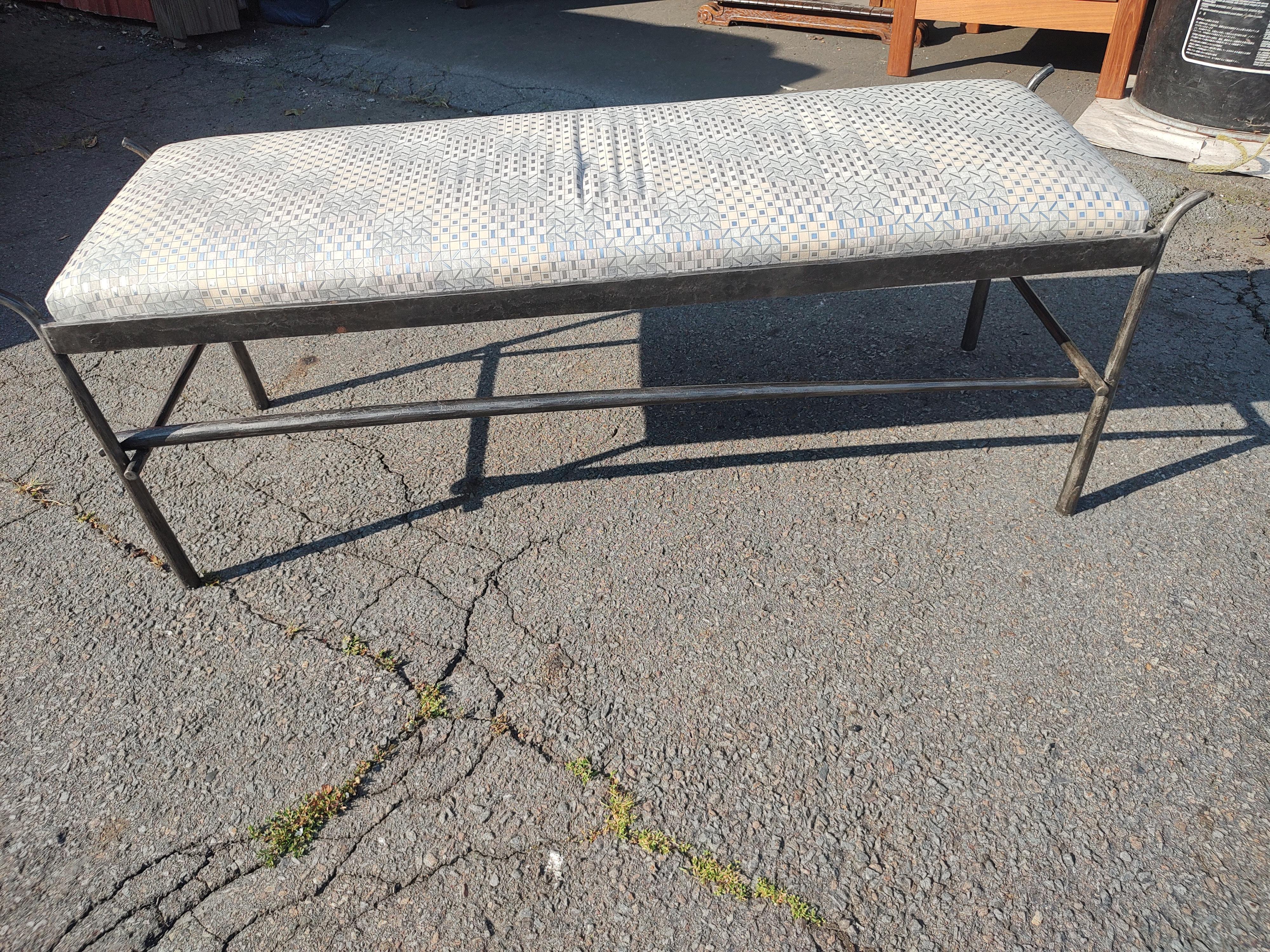 Late 20th Century Hand Forged Polished Steel Bench style of Alberto Giacommetti For Sale 1