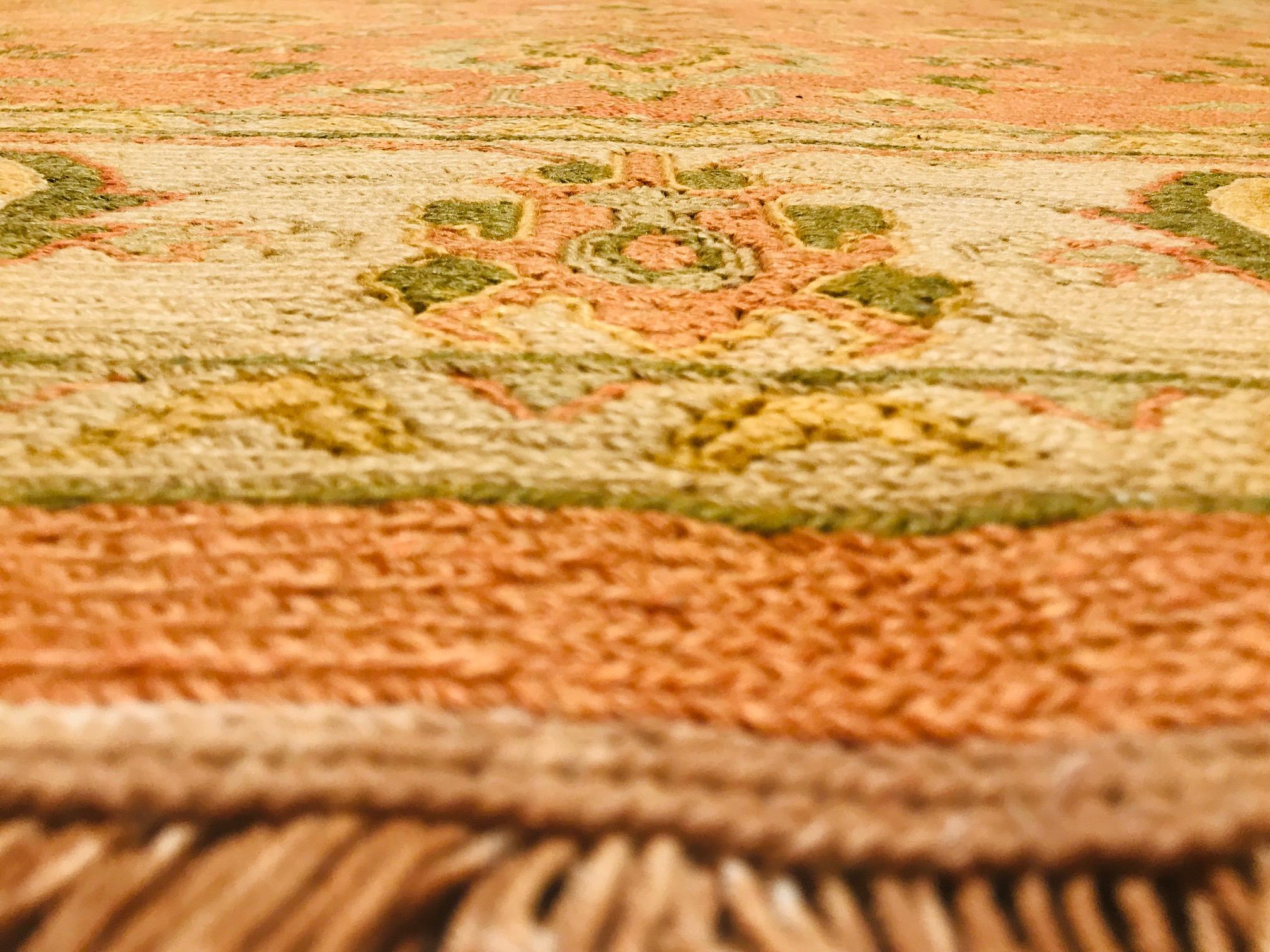 Late 20th Century Hand Knotted Indian Rug with Orange and Beige of 1980s For Sale 2