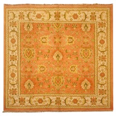 Late 20th Century Hand Knotted Indian Rug with Orange and Beige of 1980s