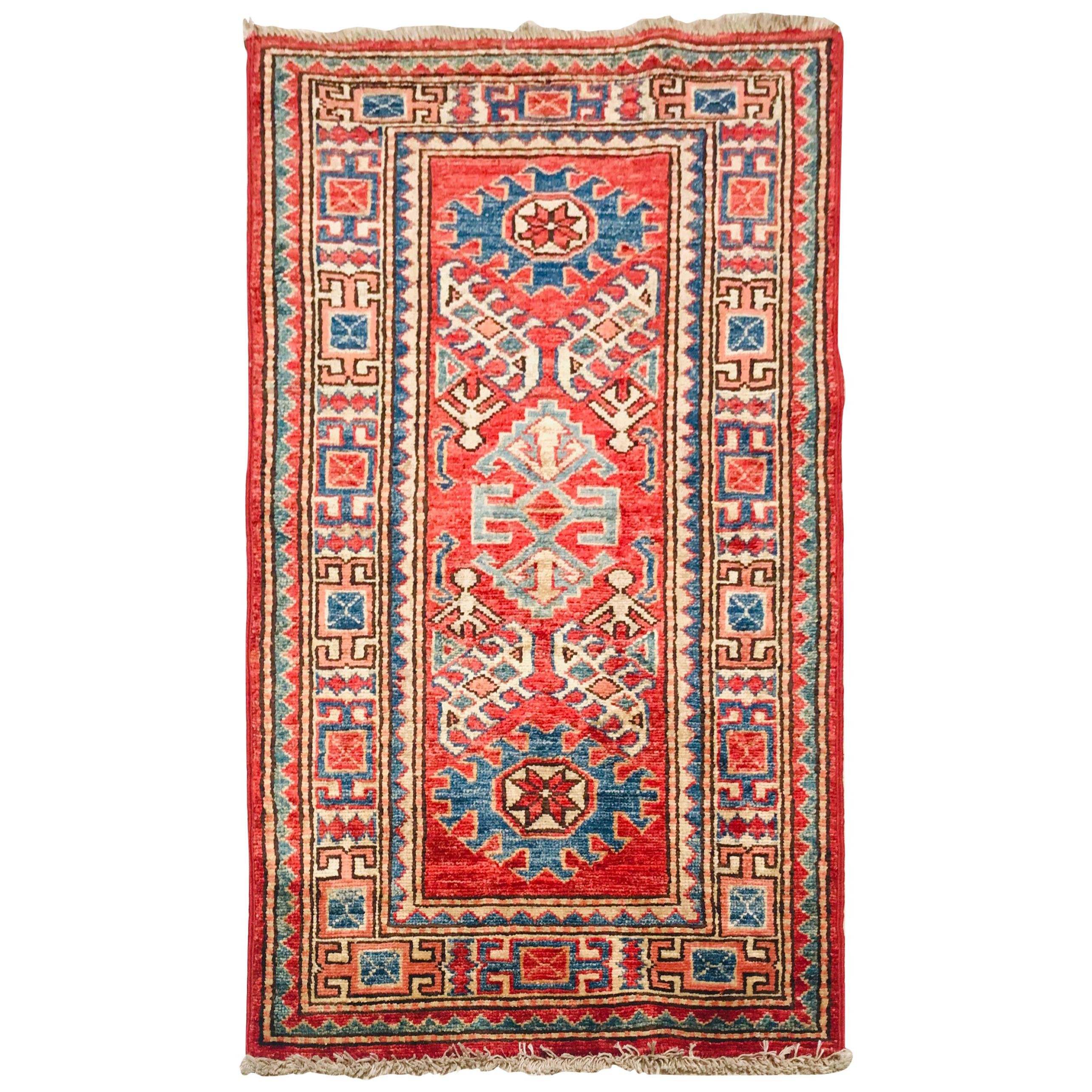 Late 20th Century Hand Knotted Afghan Rug with Wool in Red For Sale