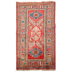 Vintage Late 20th Century Hand Knotted Afghan Rug with Wool in Red