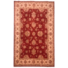 Vintage Late 20th Century Hand Knotted Rug in Beige, Golden Yellow, Navy Blue and Red
