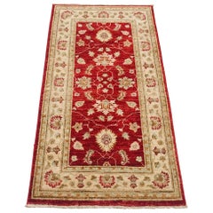 Late 20th Century Hand Knotted Rug with Wool in Beige and Red of 1980s