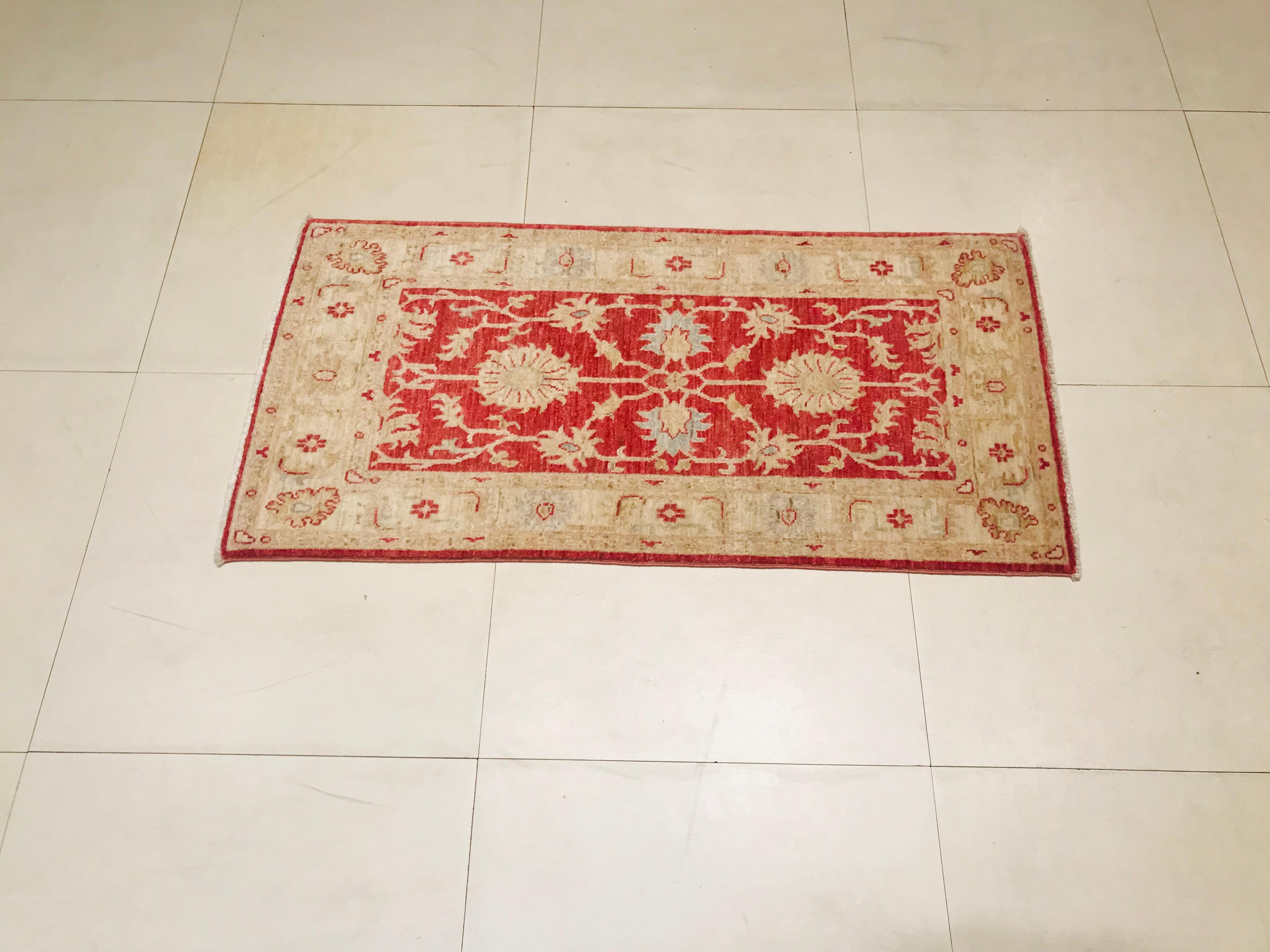 Other Late 20th Century Hand Knotted Rug with Wool in Red and Beige of 1980s For Sale