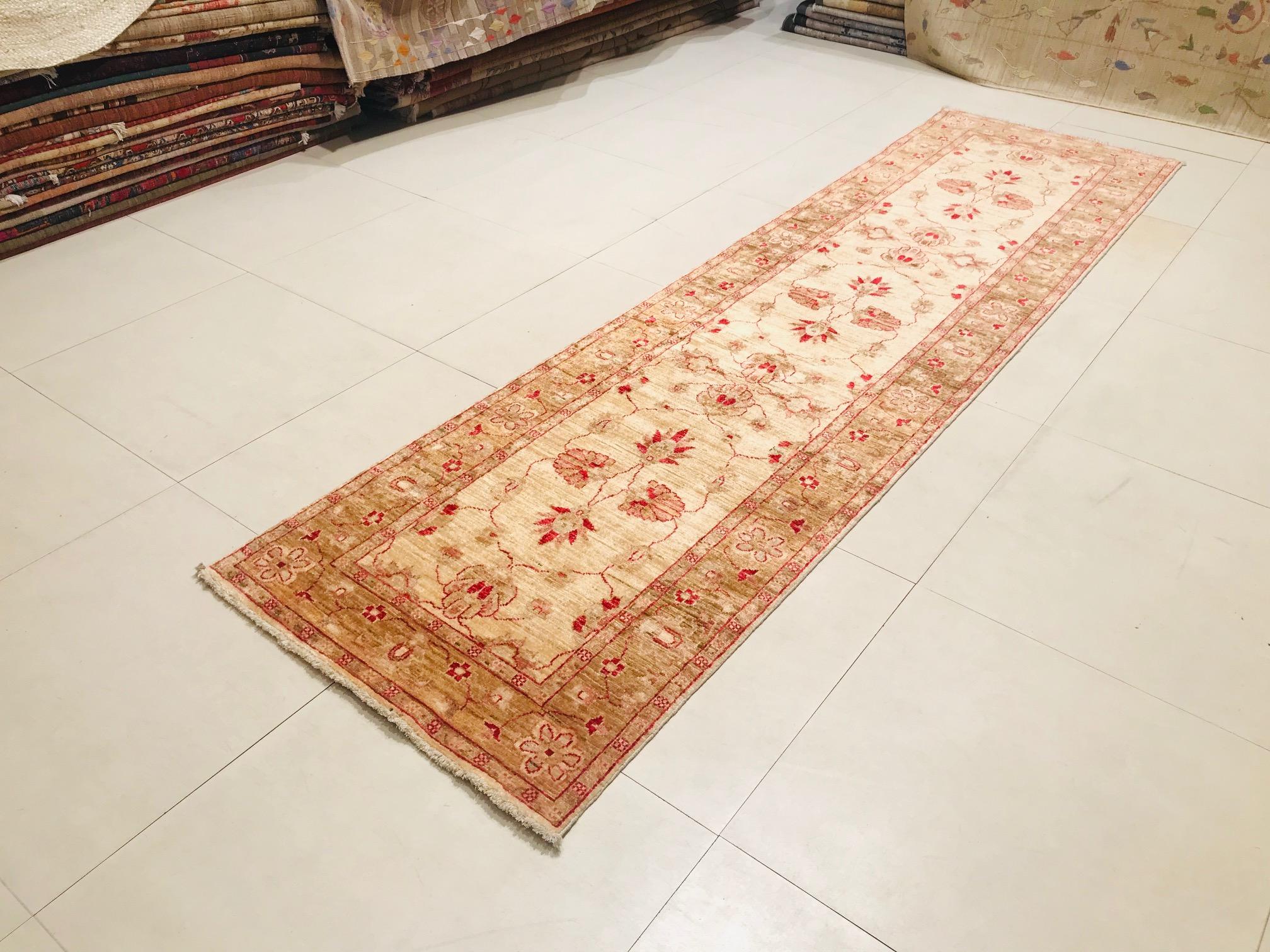 Other Late 20th Century Hand Knotted Runner Rug with Wool in Red and Beige of 1970s For Sale