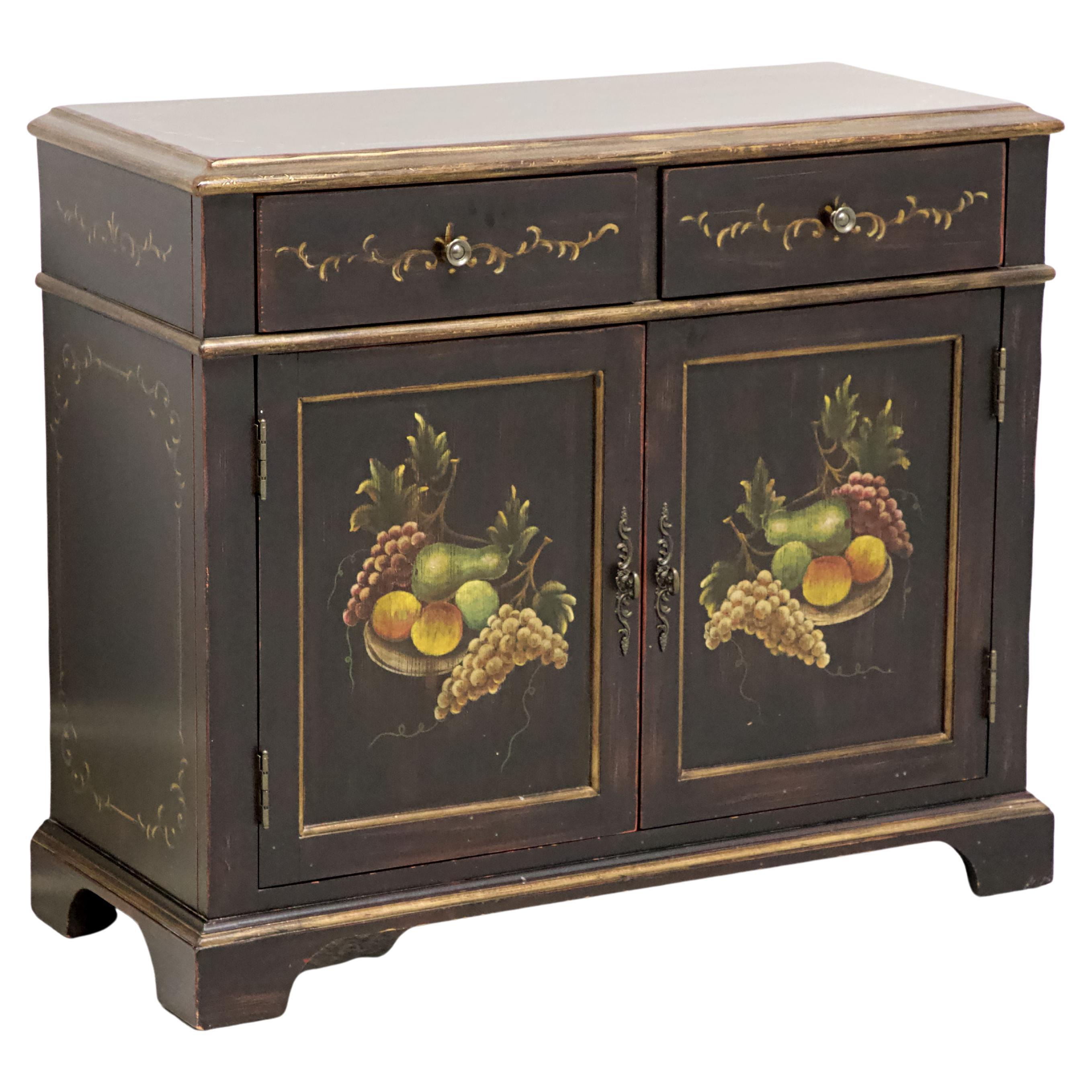 Late 20th Century Hand Painted French Country Console Cabinet with Fruit Motif