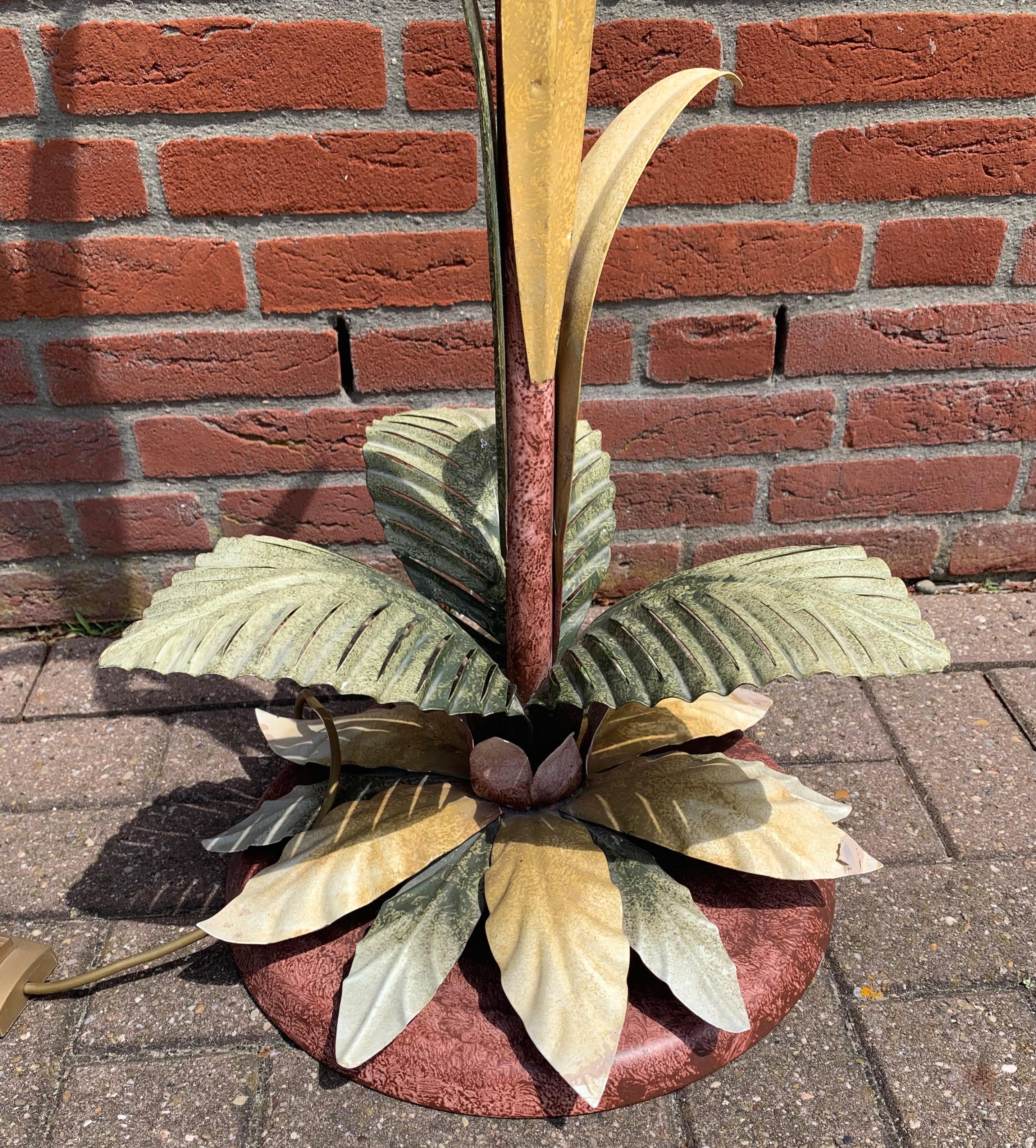 Vinyage Italian Hand Painted Metal Flower Floor Lamp with Glass Flower Shades 5