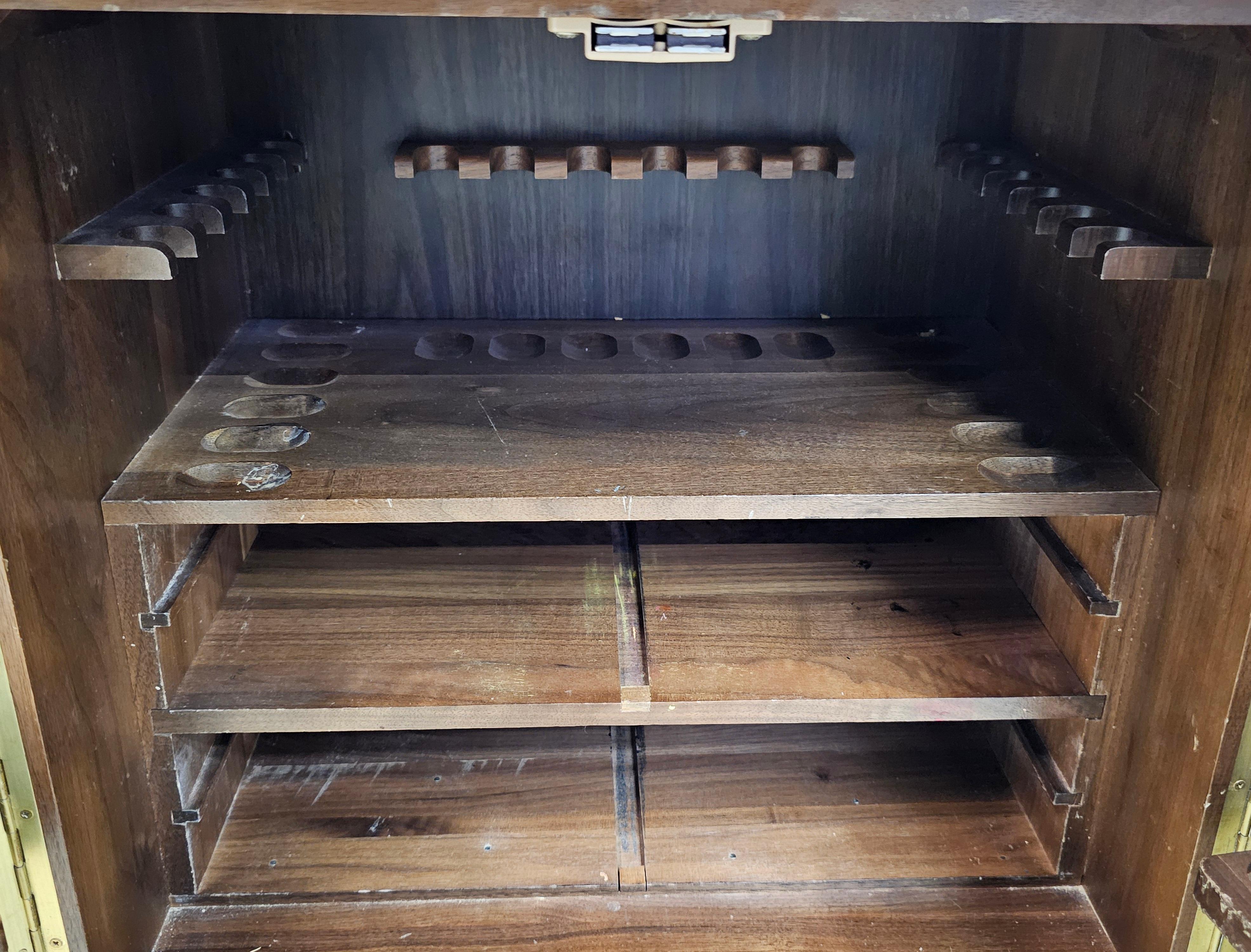Late 20th Century Handcrafted Solid Walnut Stained French Side Cabinet For Sale 6