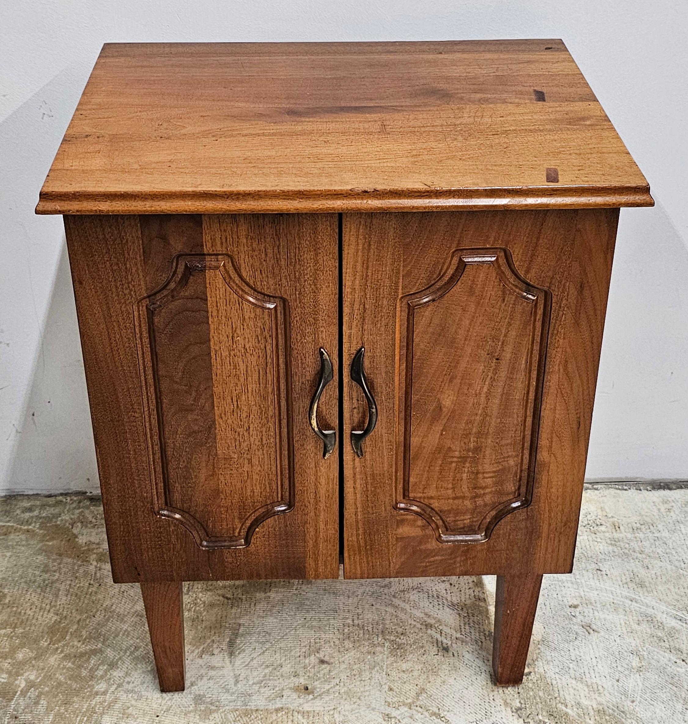 Modern Late 20th Century Handcrafted Solid Walnut Stained French Side Cabinet For Sale