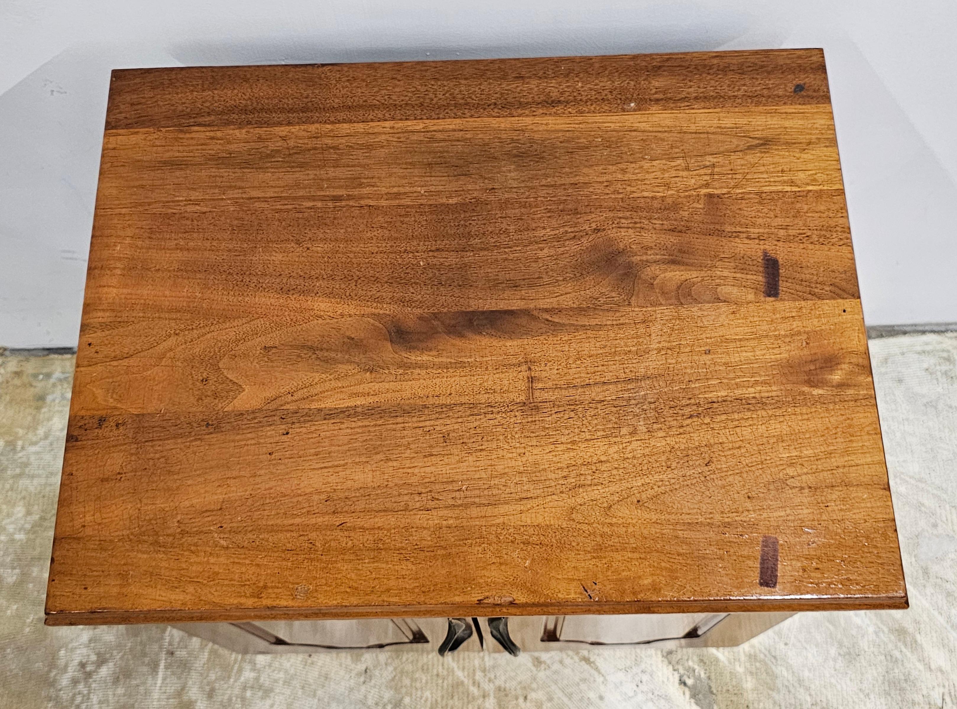 American Late 20th Century Handcrafted Solid Walnut Stained French Side Cabinet For Sale