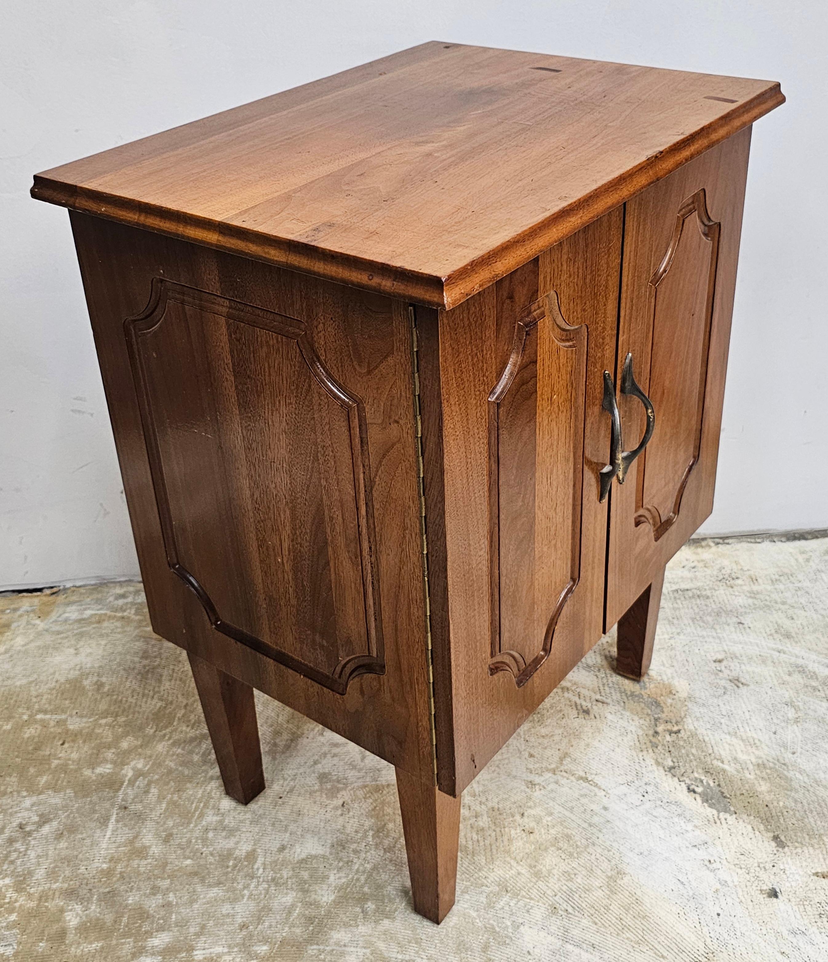 Late 20th Century Handcrafted Solid Walnut Stained French Side Cabinet In Good Condition For Sale In Germantown, MD