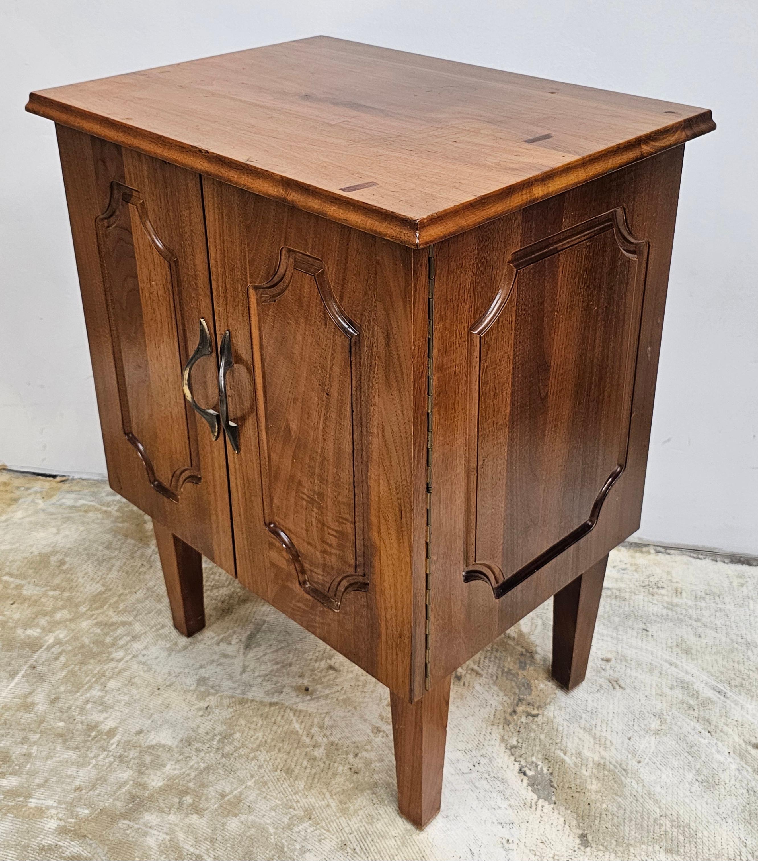 Late 20th Century Handcrafted Solid Walnut Stained French Side Cabinet For Sale 1