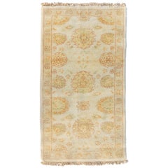 Late 20th Century Handmade Floral Ivory Beige Rug Persian Sultanabad Design