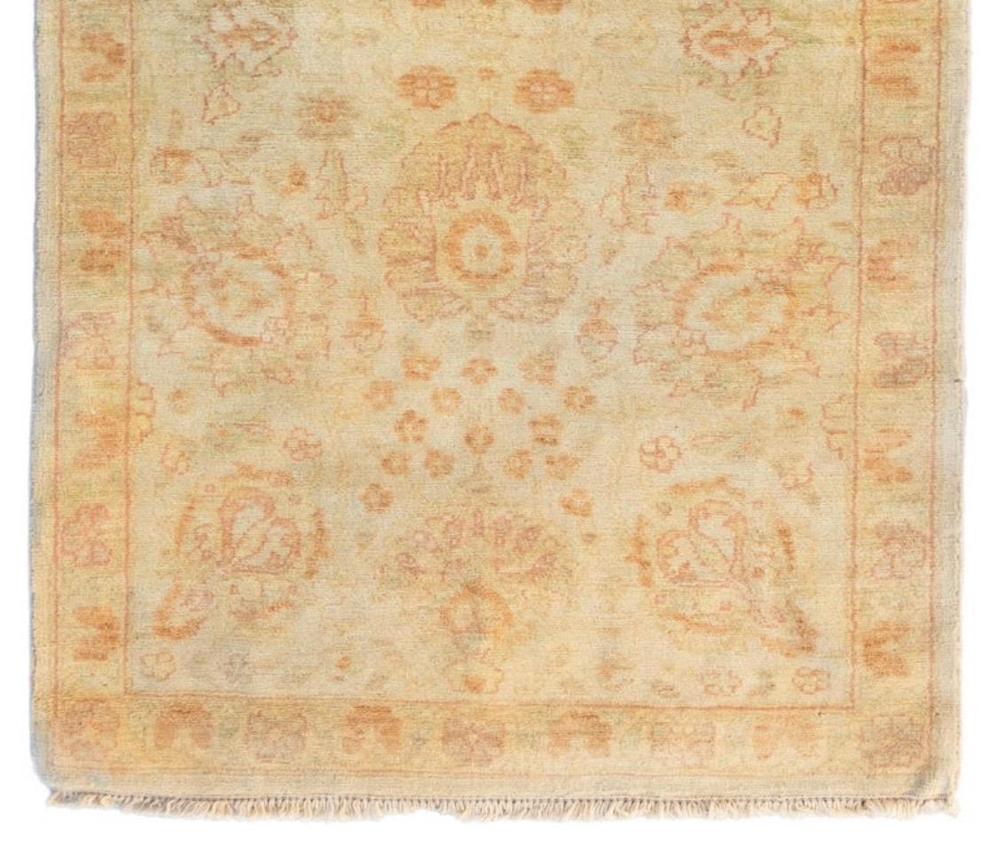 Hand-Knotted Late 20th Century Handmade Floral Ivory Egyptian Rug Persian Sultanabad Design For Sale