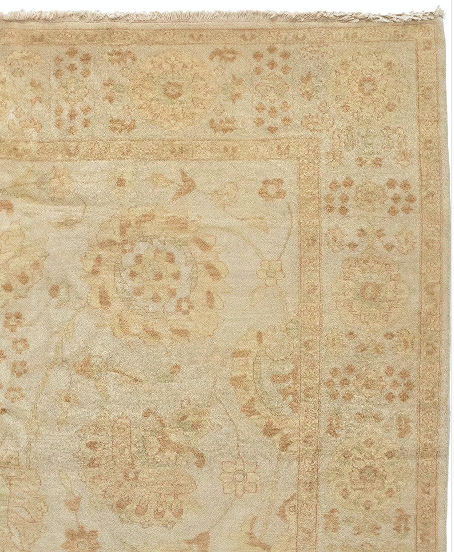 Hand-Knotted Late 20th Century Handmade Floral Ivory Egyptian Rug Persian Sultanabad Design