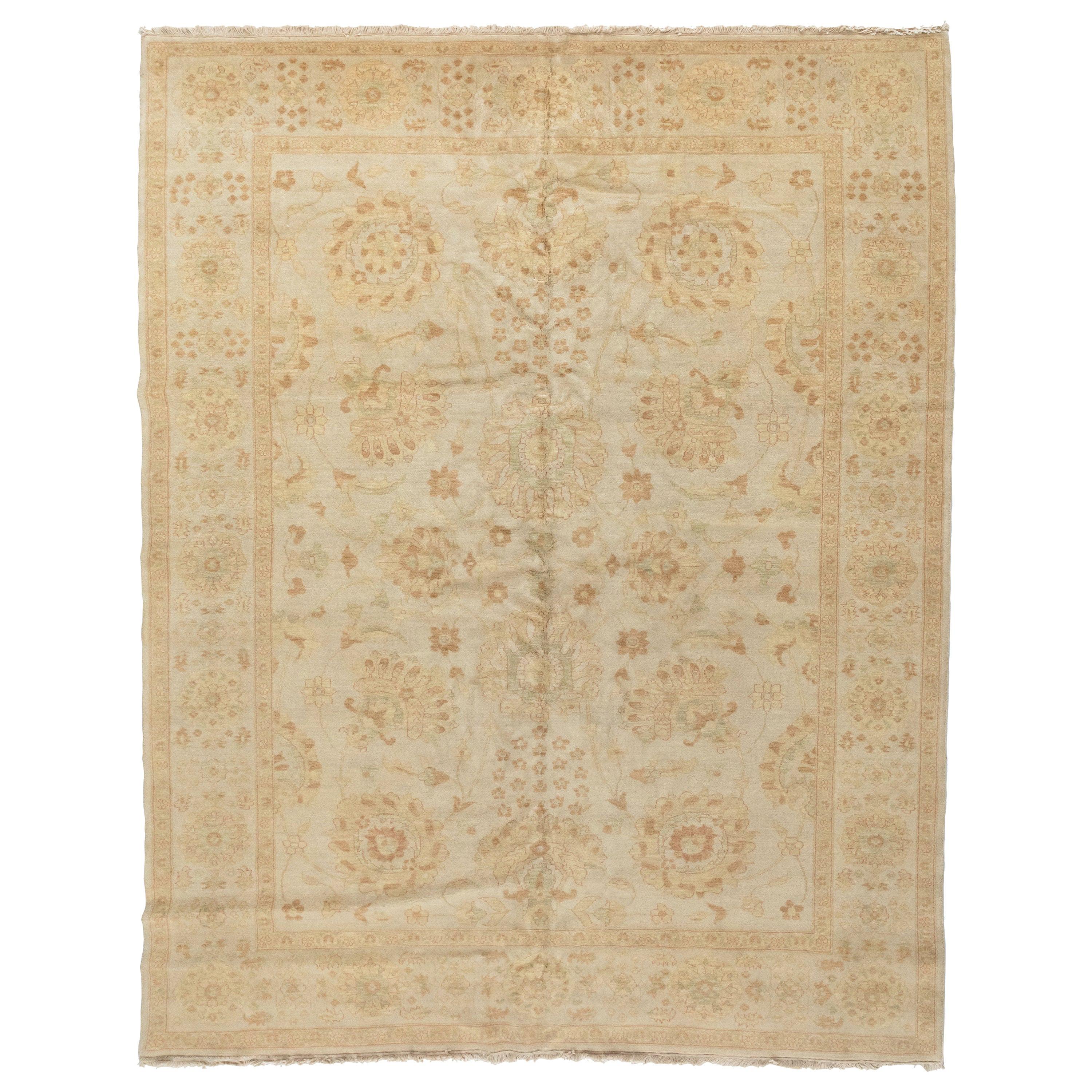 Late 20th Century Handmade Floral Ivory Egyptian Rug Persian Sultanabad Design