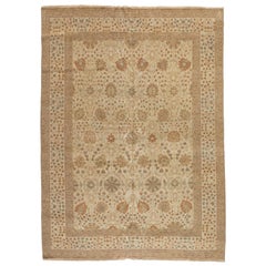 Late 20th Century Handmade Ivory Light Brown Egyptian Rug Persian Tabriz Design