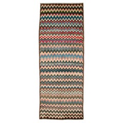 Late 20th Century Handmade Persian Colorful Zigzag Gabbeh Rug in Runner Format