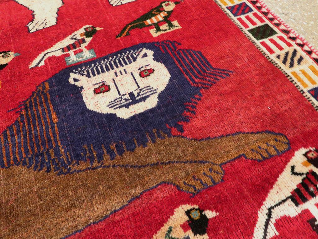 Late 20th Century Handmade Persian Gabbeh Pictorial Accent Rug 1