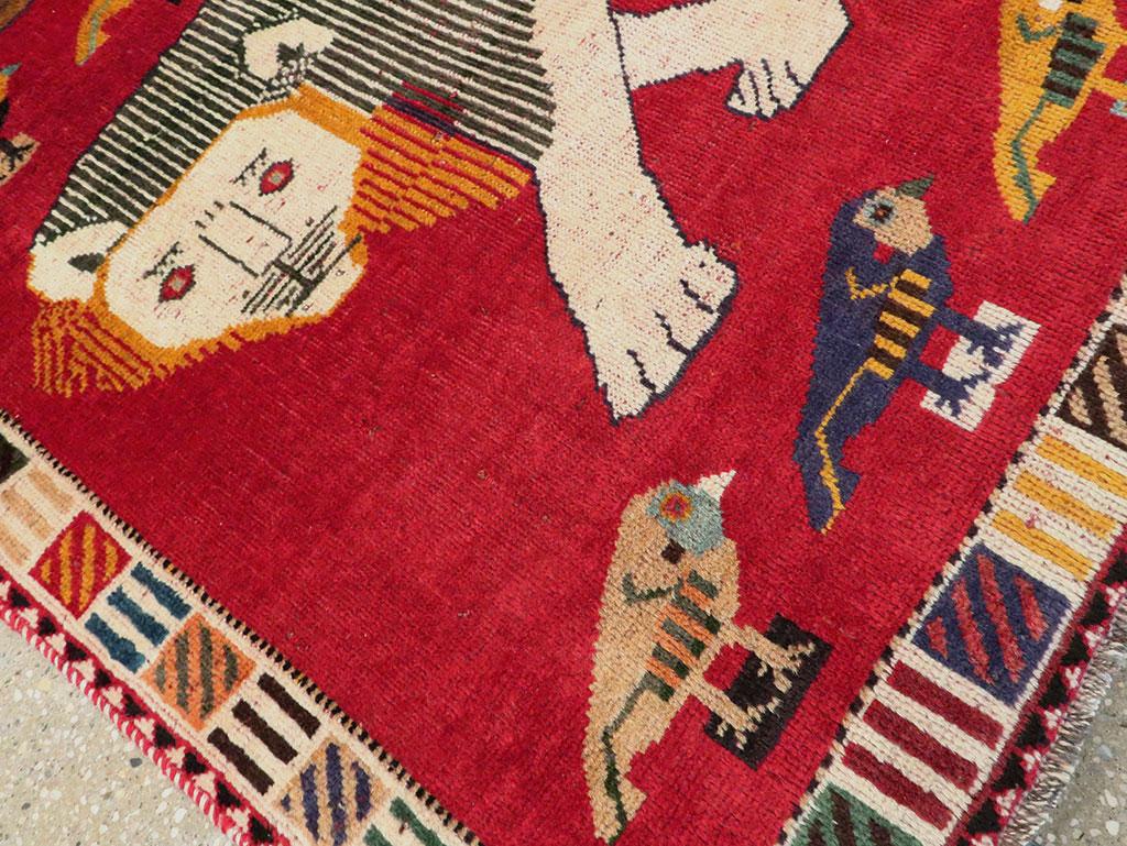 Late 20th Century Handmade Persian Gabbeh Pictorial Accent Rug 3