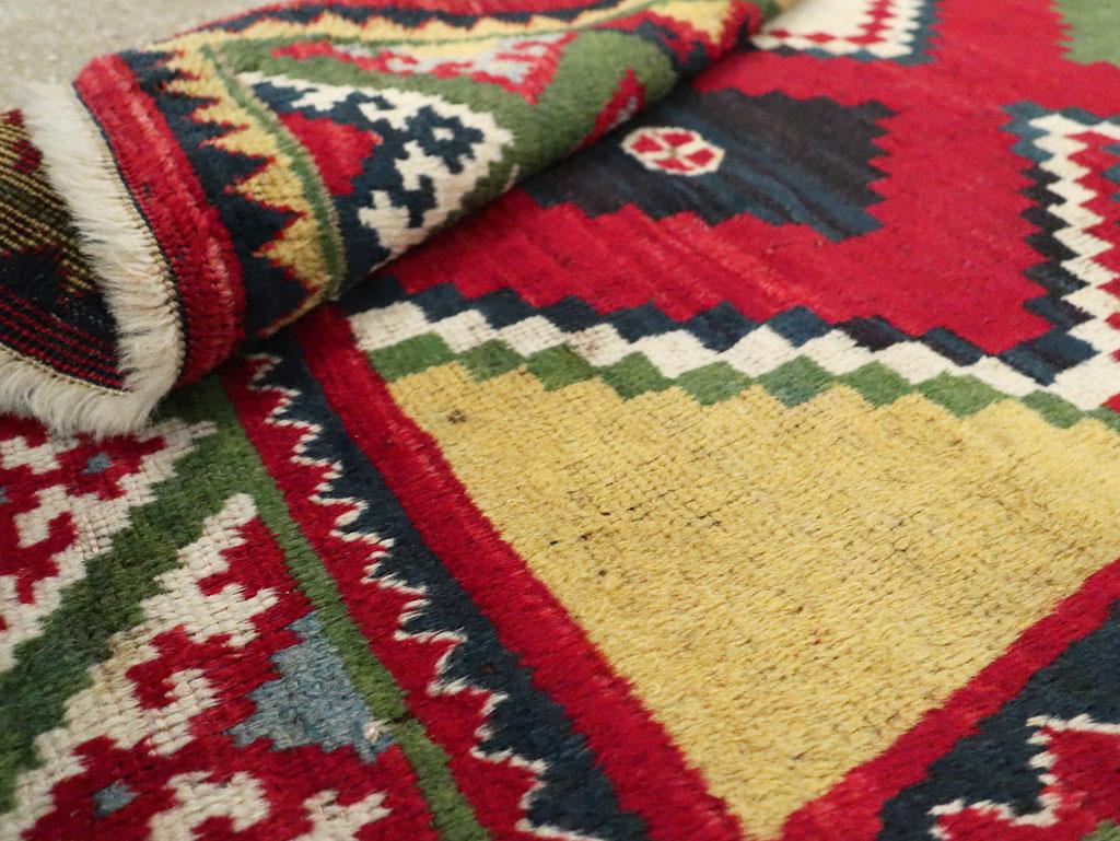 Late 20th Century Handmade Persian Tribal Gabbeh Accent Rug in Red and Green For Sale 3