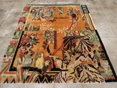 Handgefertigter tibetischer Art-Déco-Akzentteteppich von Nini Ferrucci aus dem späten 20. Jahrhundert