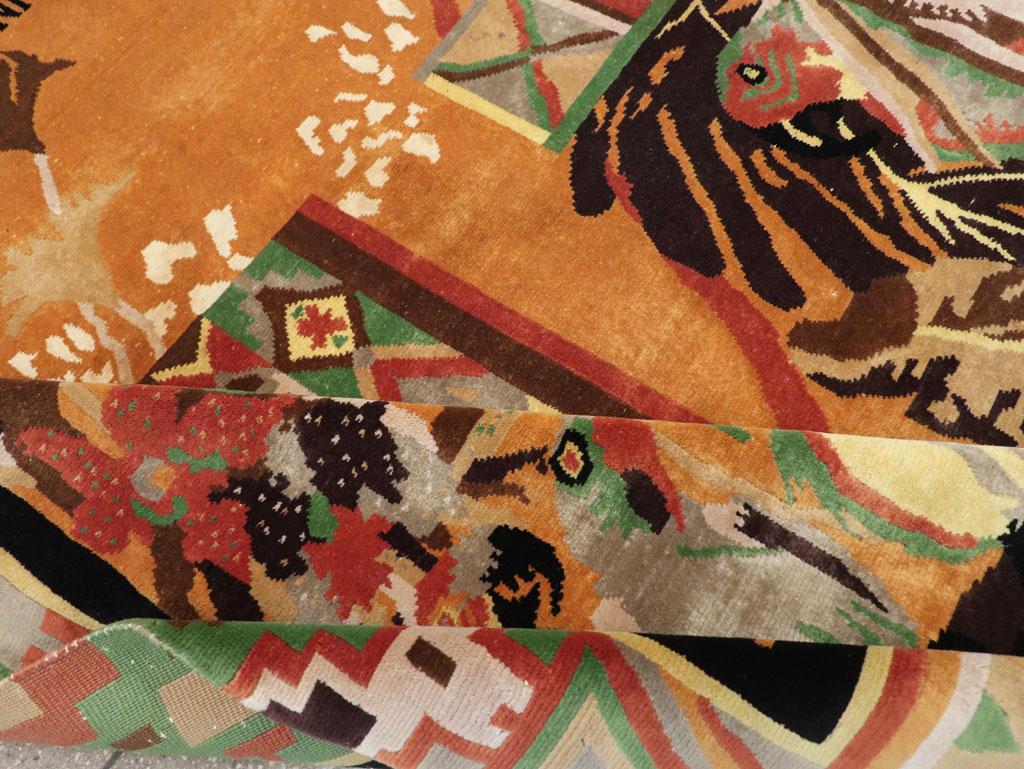 Late 20th Century Handmade Tibetan Art Deco Accent Rug by Nini Ferrucci  For Sale 2