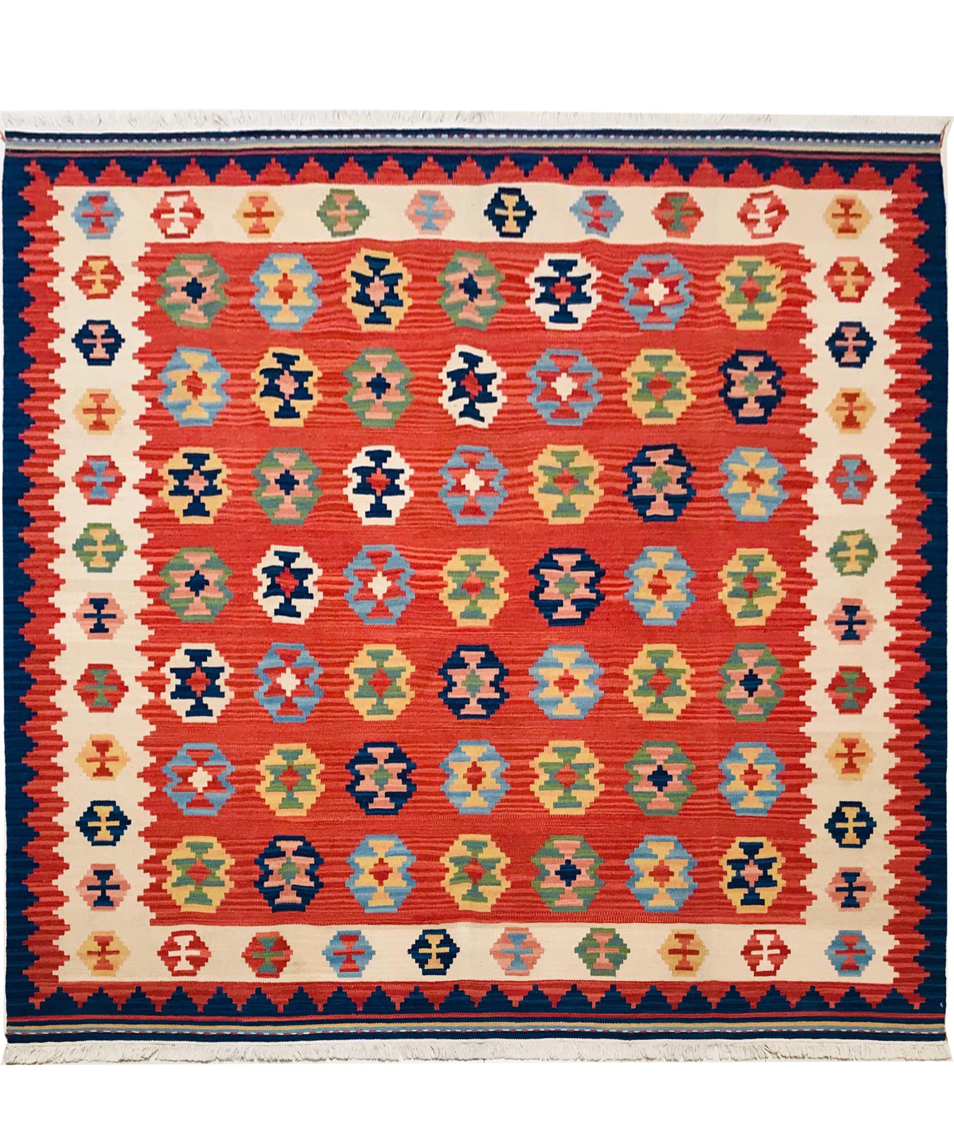 Late 20th Century Handmade Wool Indian Kilim or Rug, 1980s im Angebot 3