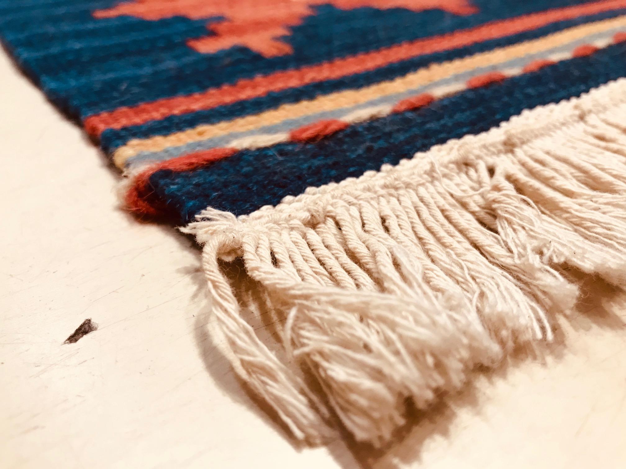Late 20th Century Handmade Wool Indian Kilim or Rug, 1980s (Handgewebt) im Angebot