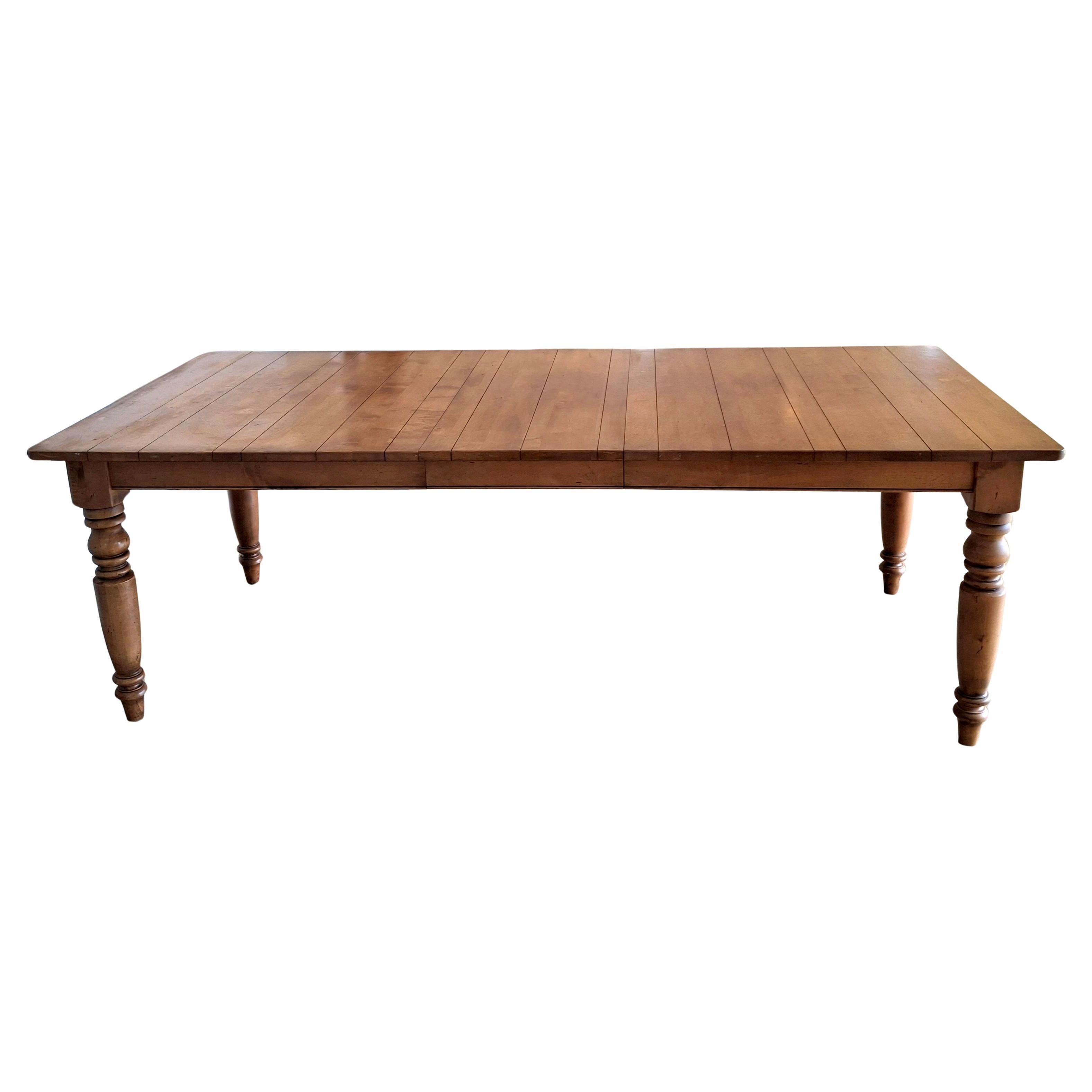 Table de salle à manger à rallonge en érable de ferme de la fin du 20e siècle en vente