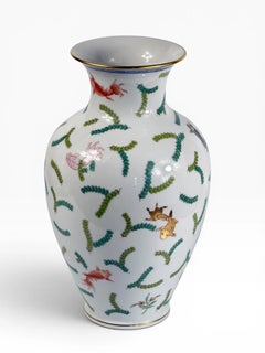 Late 20th Century Herend Poisson Porcelain Vase with Koi Decoration - 12.6 in