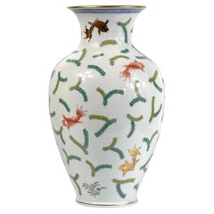 Late 20th Century Herend Poisson Porcelain Vase with Koi Decoration - 12.6 in