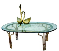 Late 20th Century Hollywood Regency Metal Gilt Faux Bamboo Coffee Table