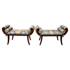 Bancs de fenêtre de style Hollywood Regency / néoclassique de la fin du XXe siècle