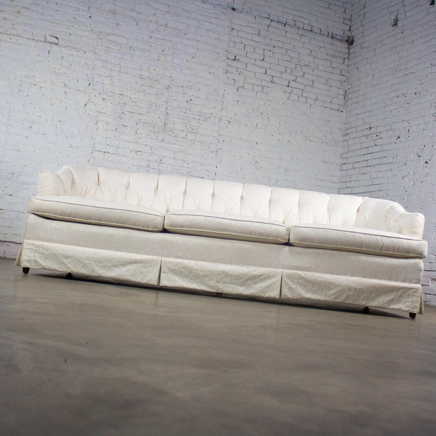 Late 20th Century Hollywood Regency Sofa w/Off White Brocade Fabric by Waters For Sale 7