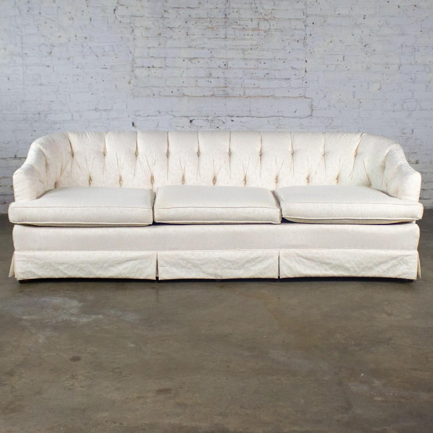 Late 20th Century Hollywood Regency Sofa w/Off White Brocade Fabric by Waters For Sale 8