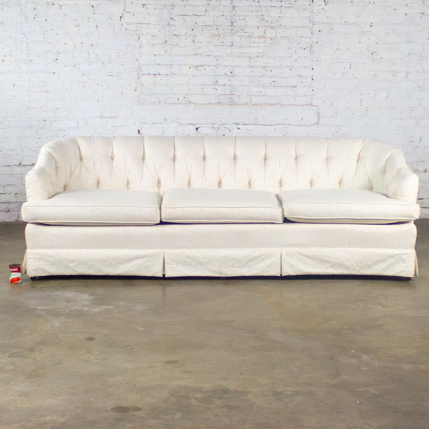 Late 20th Century Hollywood Regency Sofa w/Off White Brocade Fabric by Waters For Sale 9