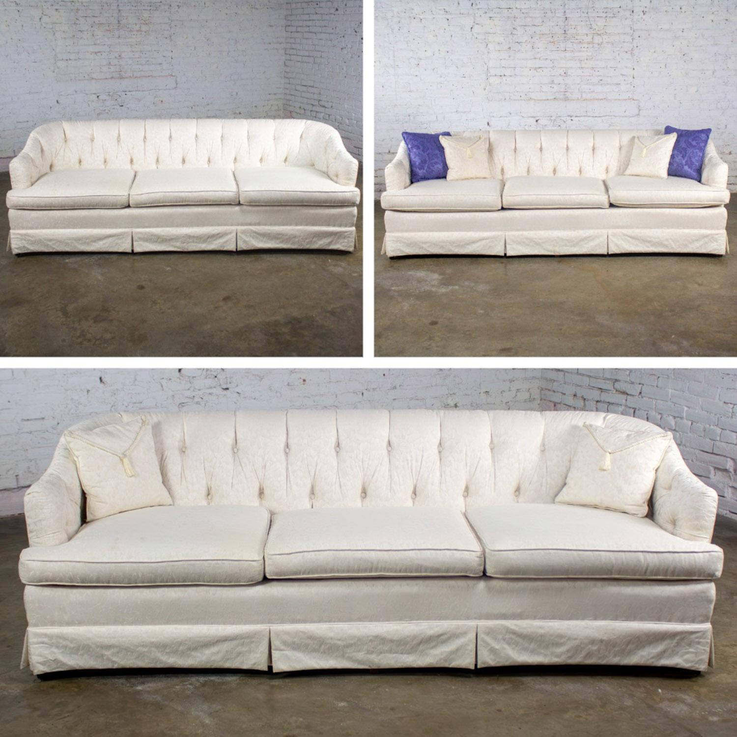Late 20th Century Hollywood Regency Sofa w/Off White Brocade Fabric by Waters For Sale 10