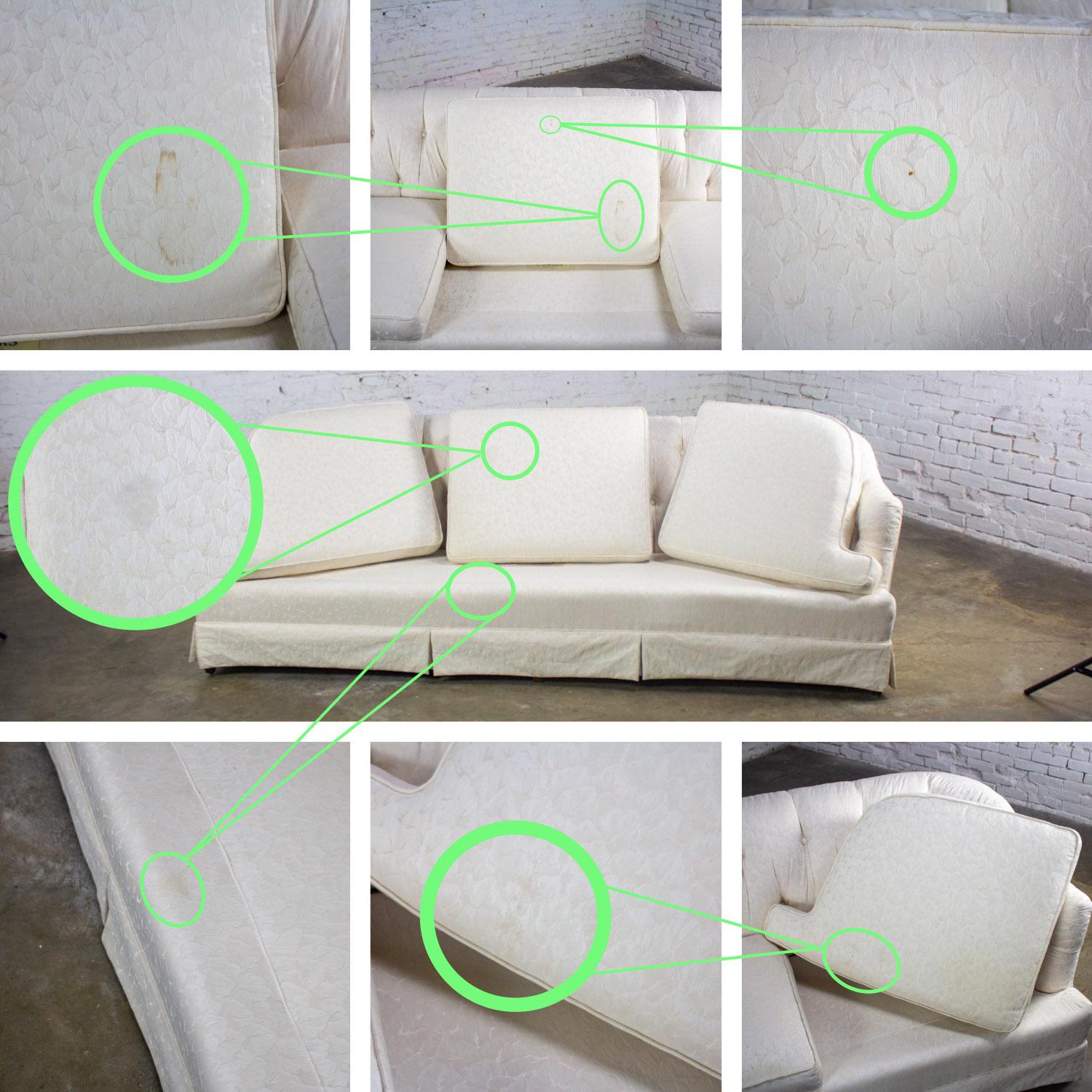 Late 20th Century Hollywood Regency Sofa w/Off White Brocade Fabric by Waters For Sale 12