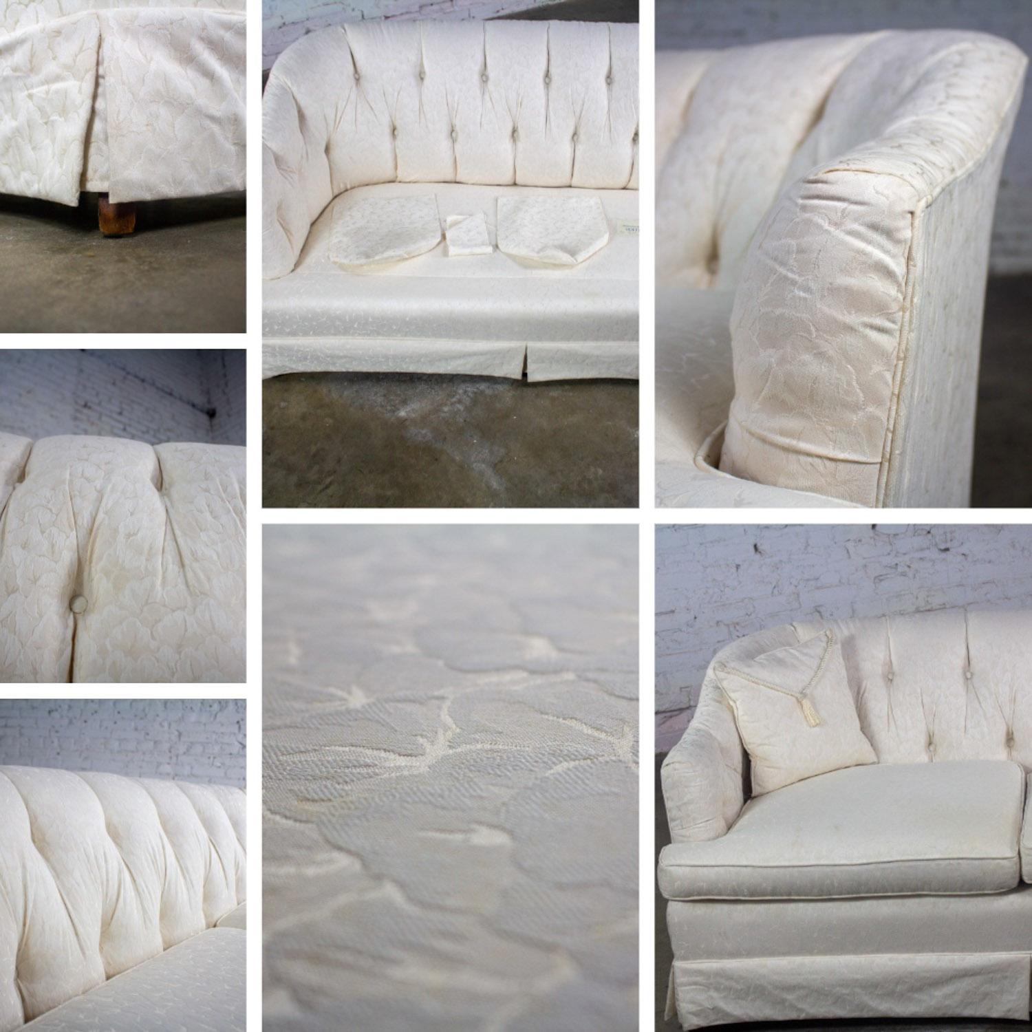Late 20th Century Hollywood Regency Sofa w/Off White Brocade Fabric by Waters For Sale 13
