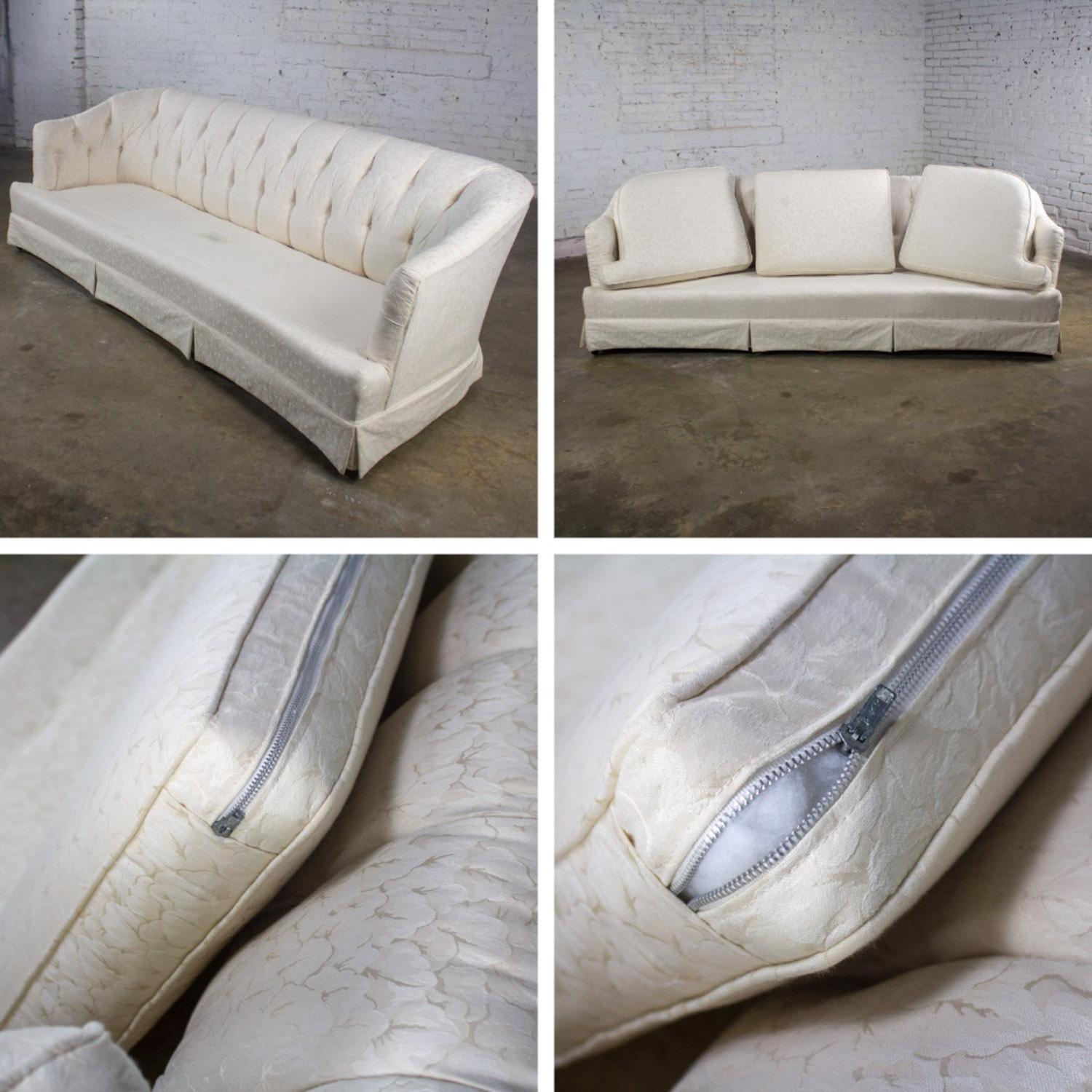 Late 20th Century Hollywood Regency Sofa w/Off White Brocade Fabric by Waters For Sale 14