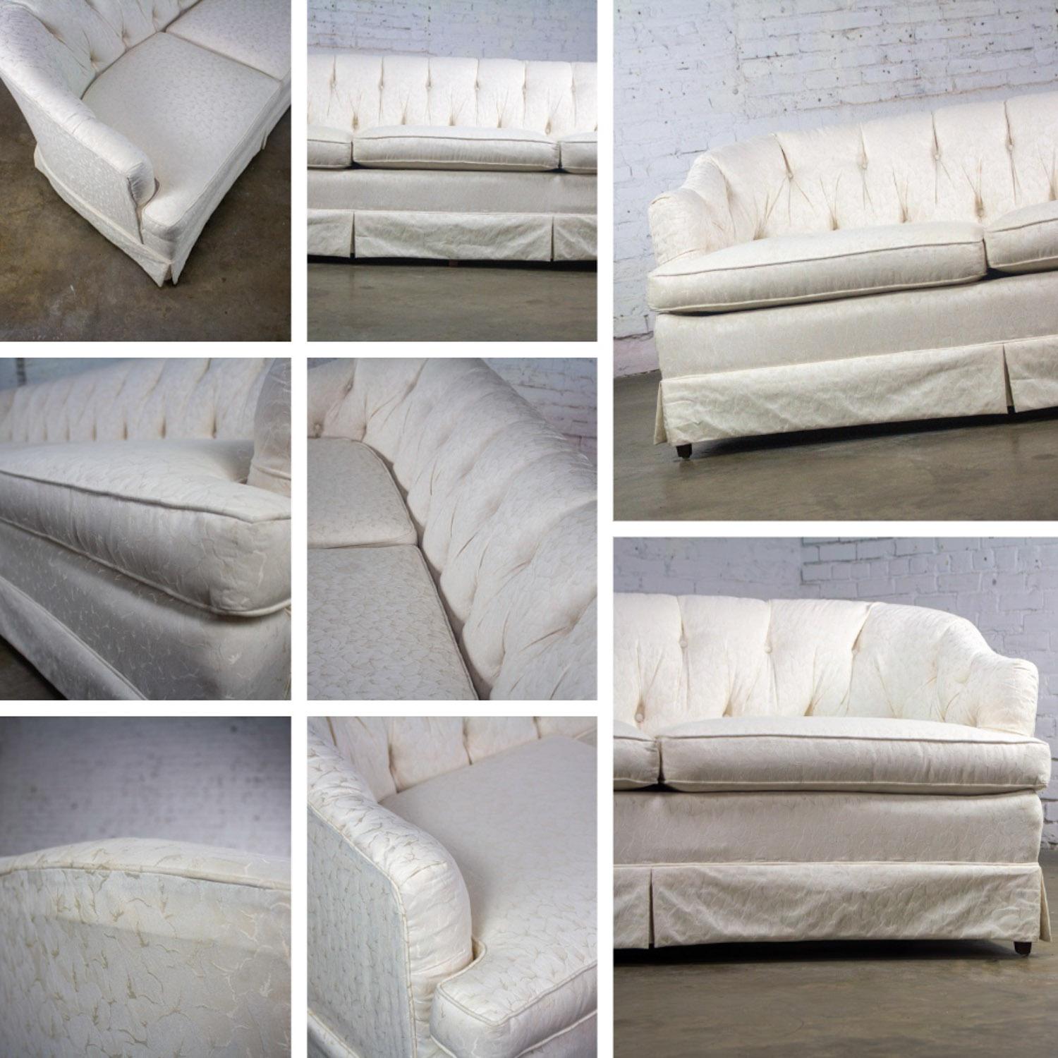 Late 20th Century Hollywood Regency Sofa w/Off White Brocade Fabric by Waters For Sale 15