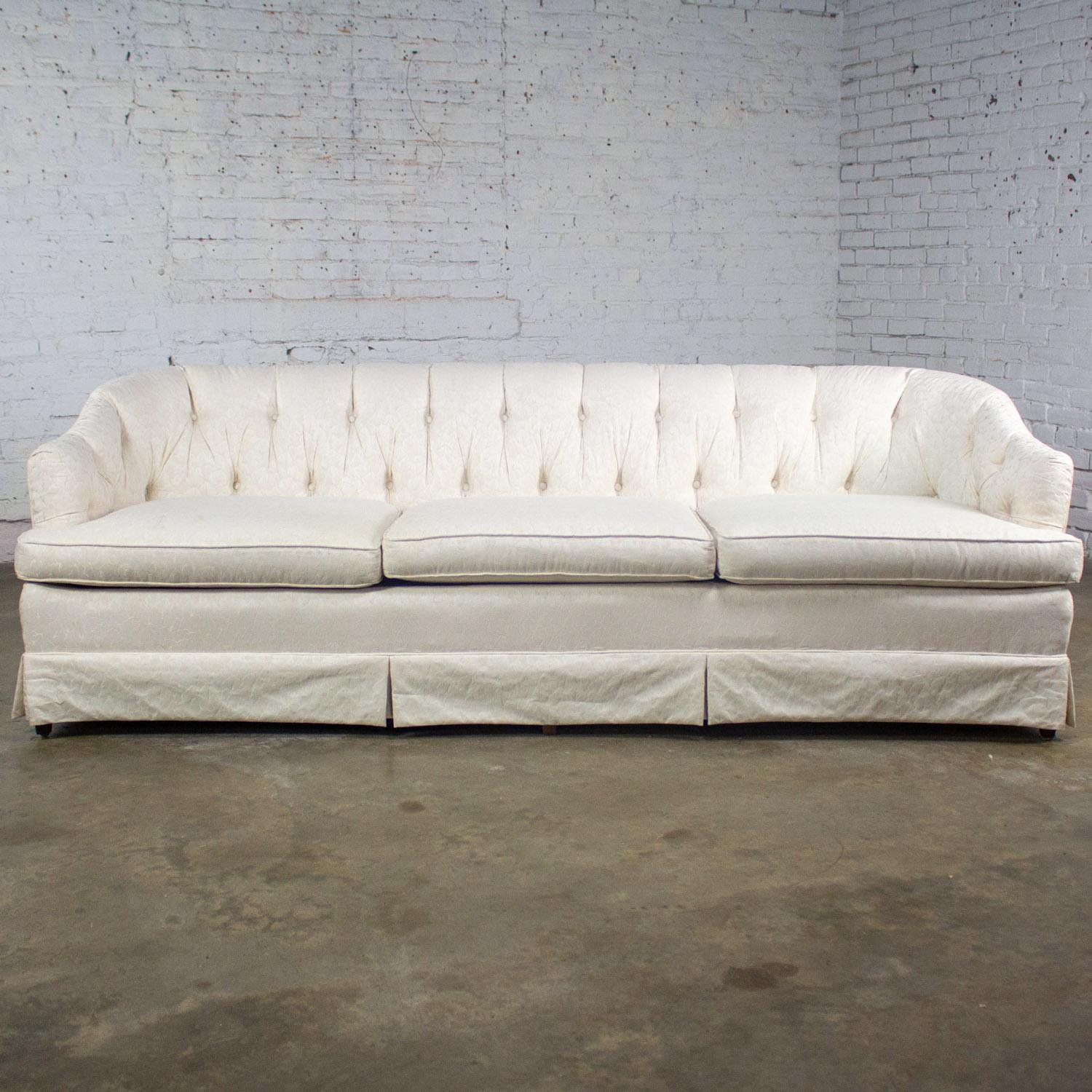 Late 20th Century Hollywood Regency Sofa w/Off White Brocade Fabric by Waters For Sale 16
