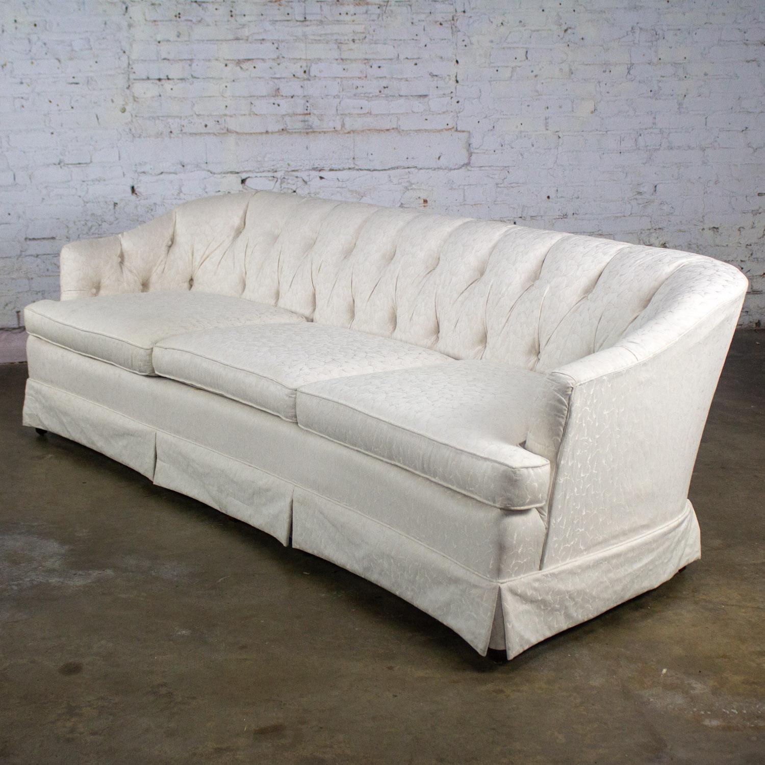Late 20th Century Hollywood Regency Sofa w/Off White Brocade Fabric by Waters For Sale 1